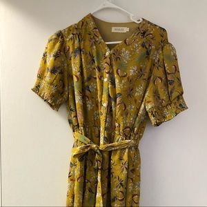 Yellow Floral Midi Button Down
